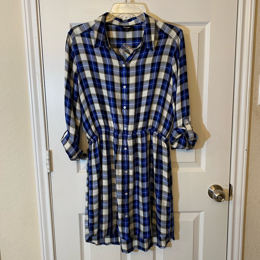 EXPRESS Plaid Button Up Dress